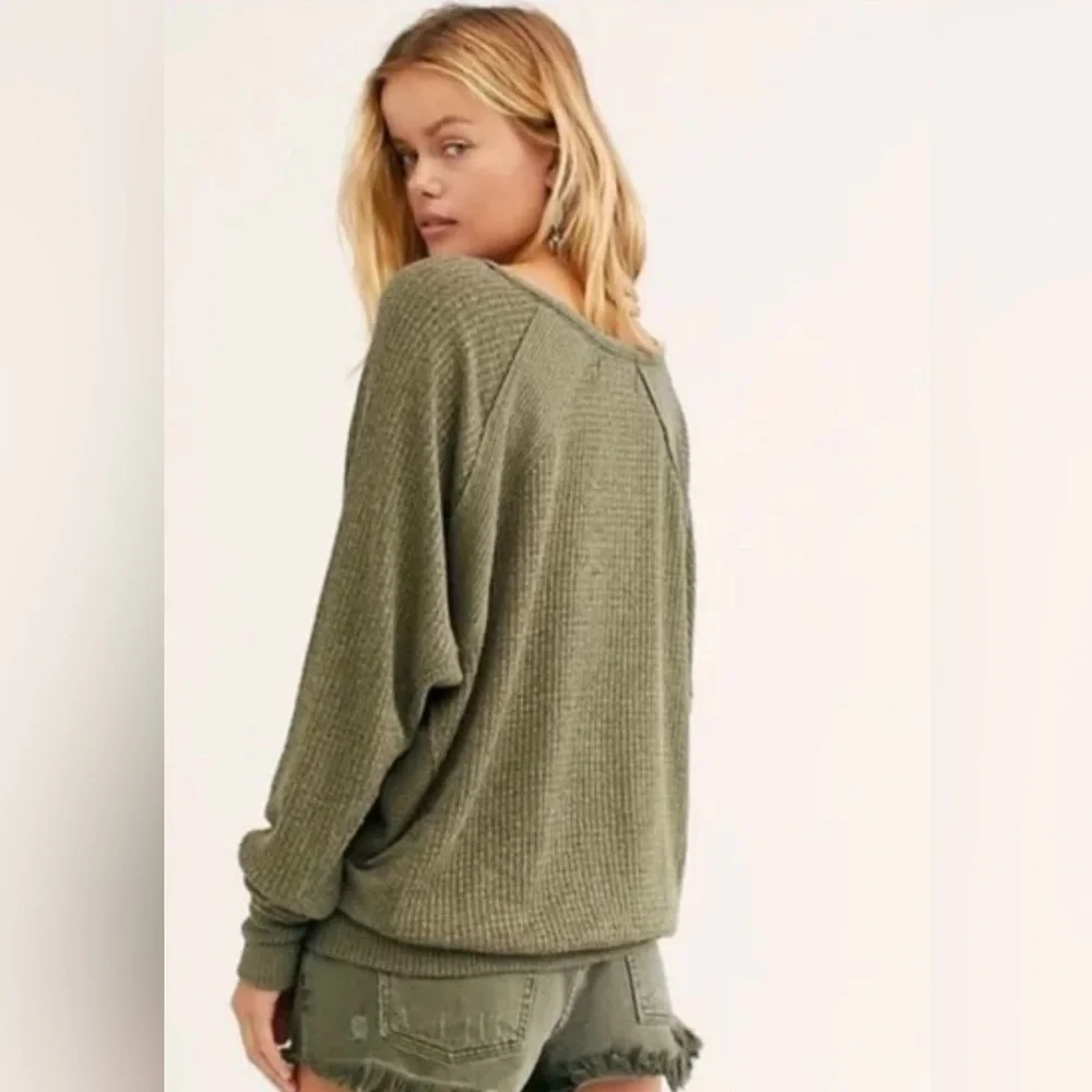 NWT Free People Santa Clara Oversized Thermal Shirt